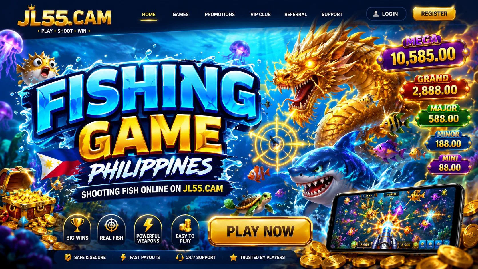 Fishing game banner para sa mobile users sa Pilipinas